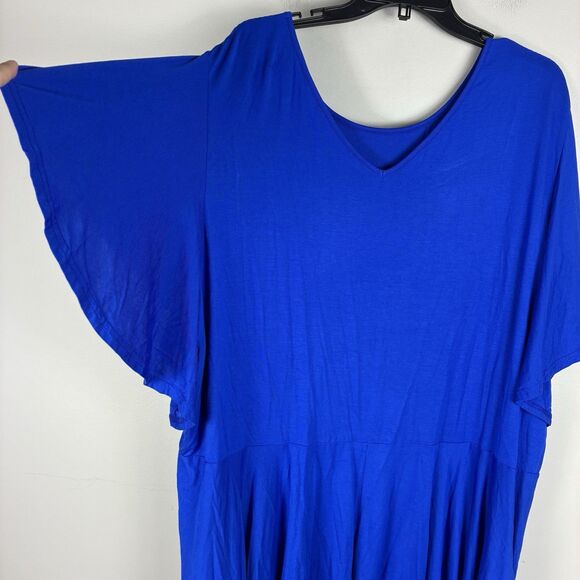 Bloomchic Tunic Top Women's 4X  Blue V Neck Jersey Stretch Flutter Sleeve Casual - Picture 2 of 8